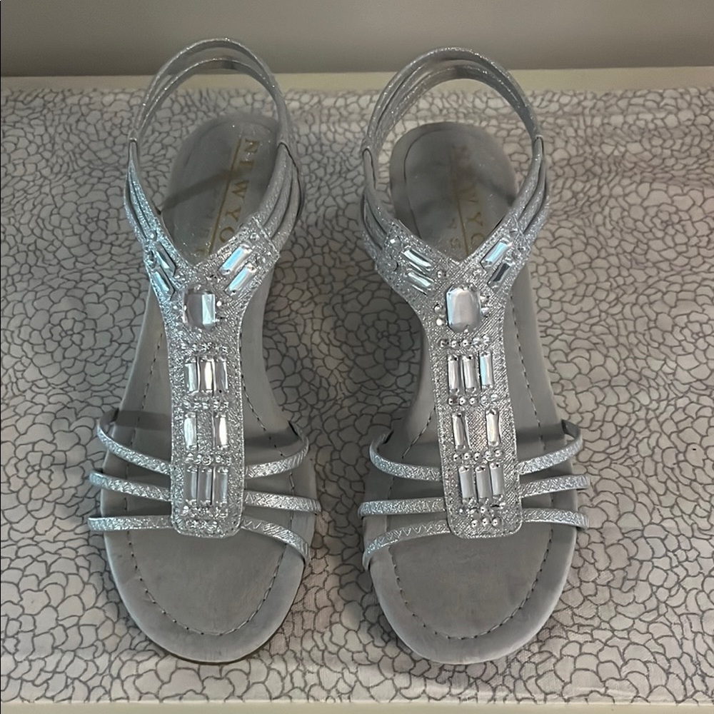 New York Transit Silver Gladiator Sandals